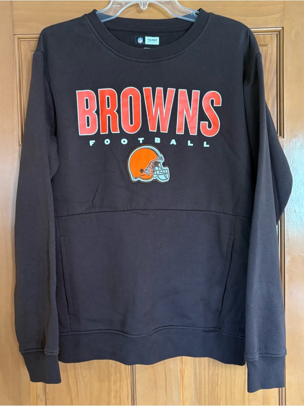 NFL Team Apparel Brown Crewneck Sweatshirt with Light Blue Label